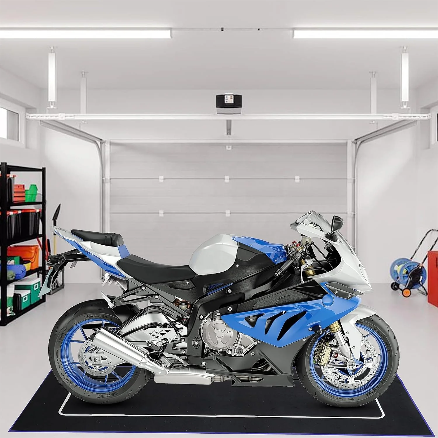 Motorcycle Mat 78.7 X 31.5 Inch Garage Floor Mat Washable Parking Mats  Non Slip Oil Absorbent Pad Rubber Backing Layer