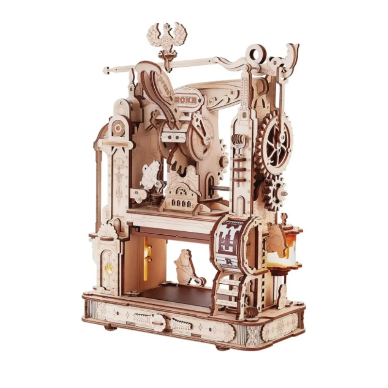 

Robotime rokr 3D Wooden Puzzle Model Kits Classic Printing Press Mechanical Gears for Adults