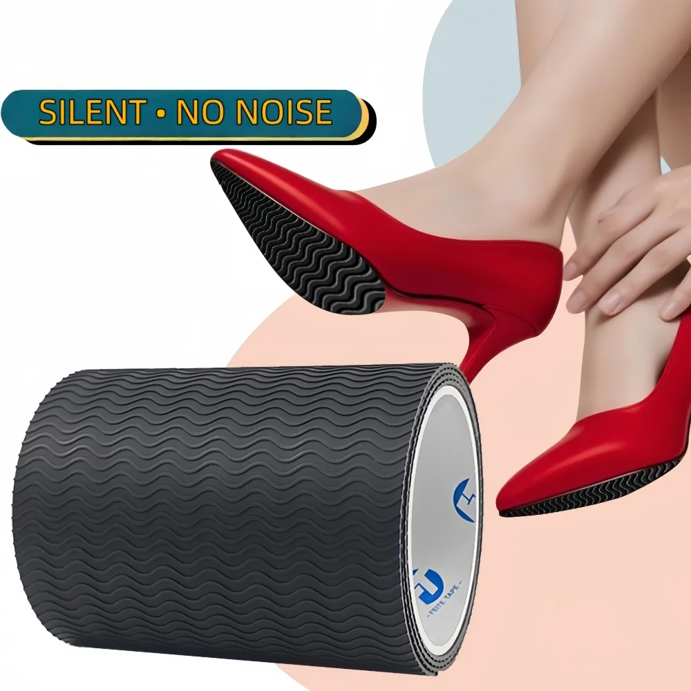 Self-Adhesive Shoe Sole Anti-Slip Tape, Wear-Resistant Silent Strong Grip Cuttable Pad for Heels Sneakers Shoes Repair
