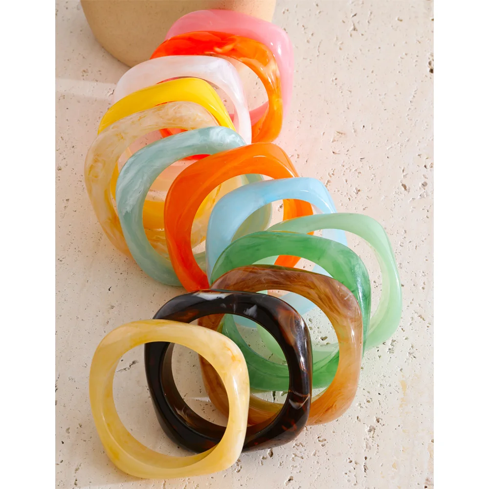 Yhpup 13 Color 58/64mm Acrylic Resin Thick Bracelet Bangle Waterproof Summer Fashion 2026 Statement Jewelry Wholesale