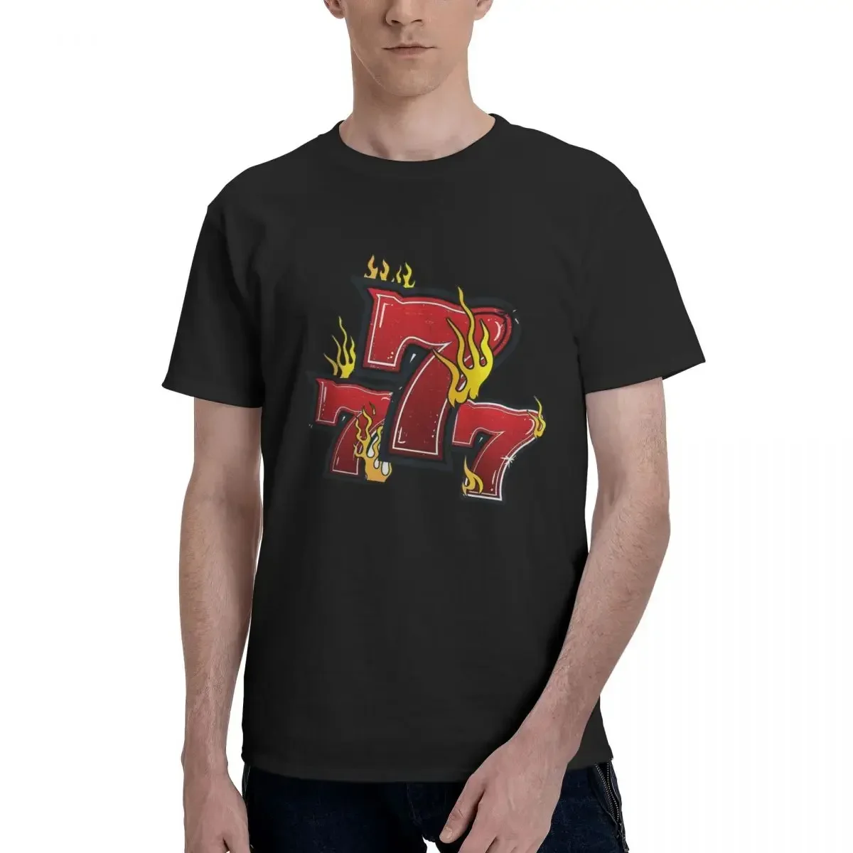 777 Lucky Slot Machine Numbers Jackpot 100% Cotton T-shirt Unisex Funny T Shirts Men crew Neck Short Sleeve S-6XL