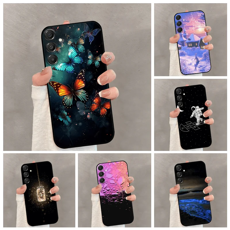 For Samsung A16 5G 4G Matte Case 166B A165F Cute TPU Silicone Black Phone Cover For Samsung Galaxy A15 Bumper A156B A155F Fundas