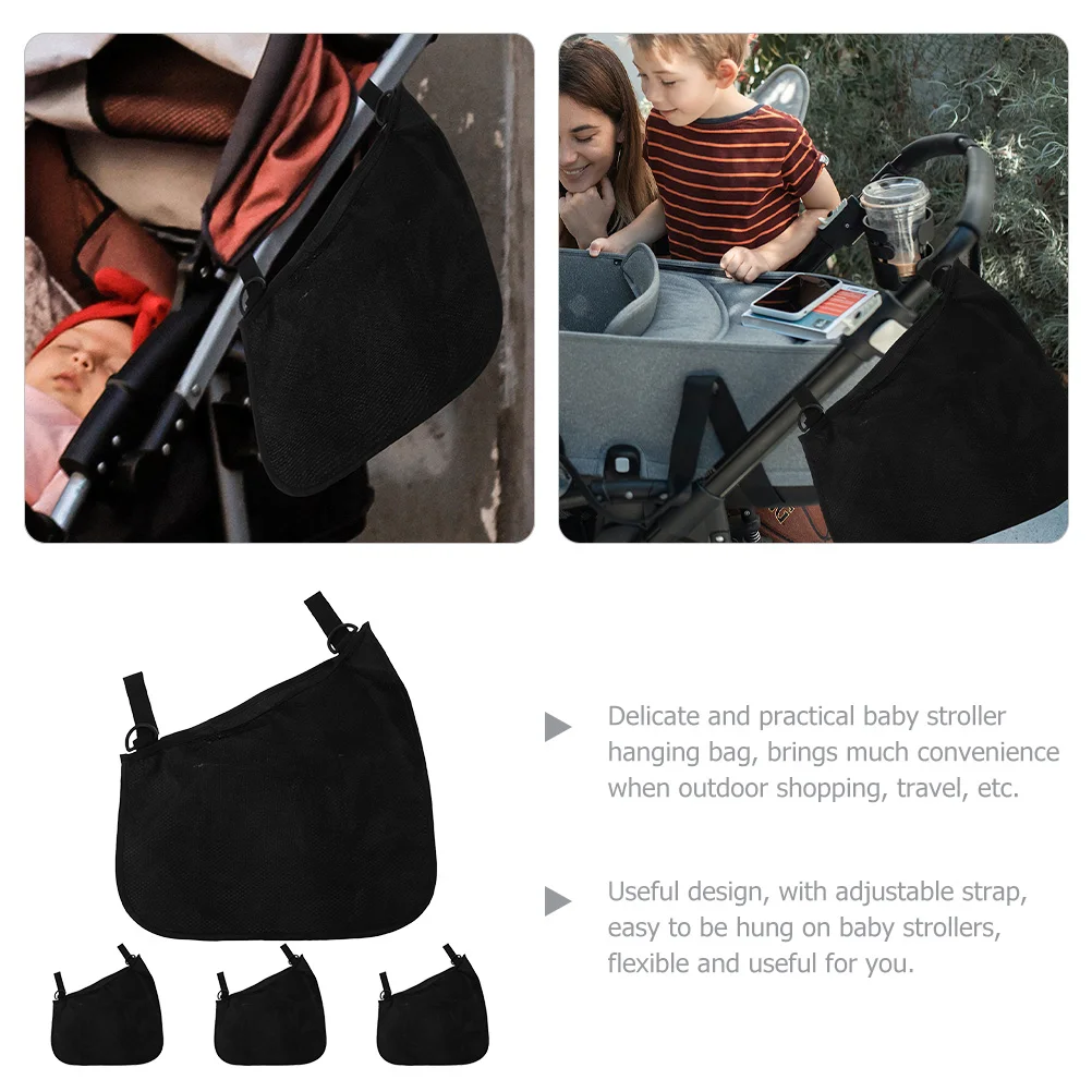 

4 Pcs Baby Stroller Bag Side Sling Organizer Hanging Mesh Portable Storage Mount