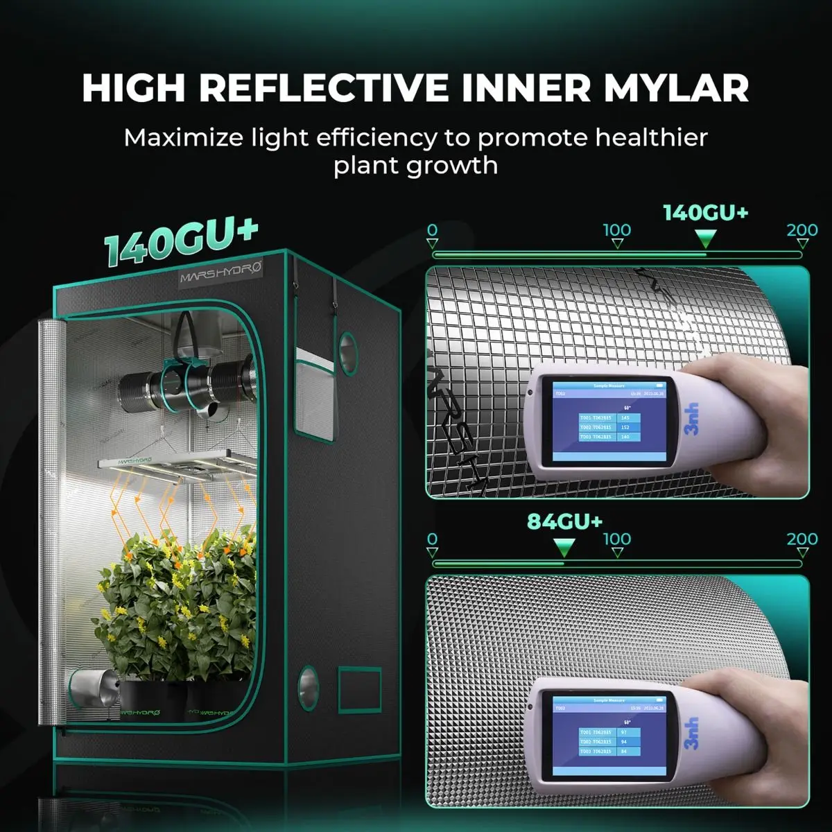 8x4x6.5ft 1680D Hydroponic Grow Tent, 240X120X200cm, Large Indoor Plant Growing Tent, Heavy Duty for Big Scale Cultivation
