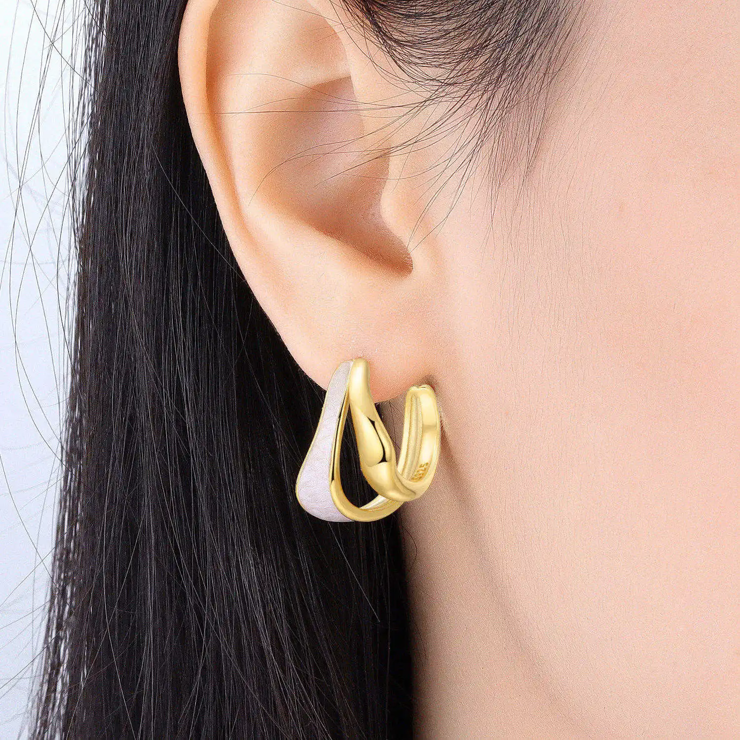 PANPOKI S925 Sterling Silver 18k Gold Unique Earrings Hoop Earrings For Women Jewelry Original Party Trendy Anniversary Gifts
