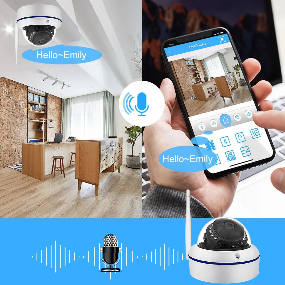 5MP Metal Material Wifi Dome IP Camera TUYA Wireless Camera Audio Record Smart Life Home Vandal-Proof Waterproof Outdoor Camera