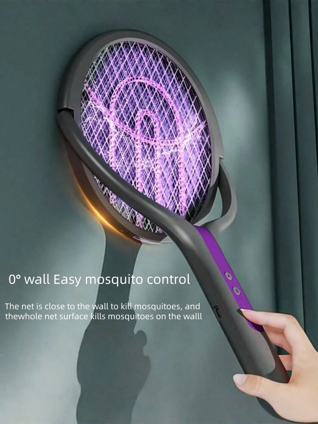 1 Retractable Folding Electric Mosquito Swatter with USB Type-C Charging, 2800V Physical Mosquito Extermination, Equipped with a Retractable Handle and Rotating Folding Mechanism, Using Multi-Layer Protective Net and Uv Attraction Technology, Suitable for Indoor and Outdoor Environments Such as Home Bedrooms, Kitchens, Offices, Backyard Patios, Etc. Mosquito Electric Swatter, Mosquito Repellent, Anti-Mosquito Device, Mosquito Repellent Tool