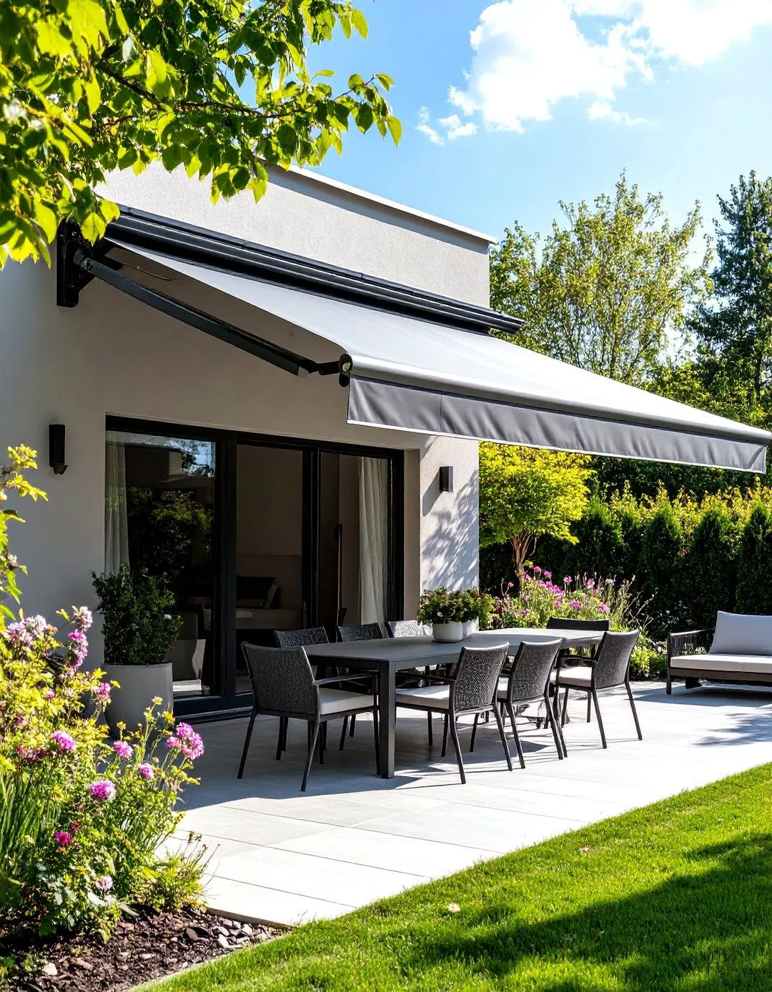 Eco Friendly Outdoor Leisure Pavilion APP Starts Modern Intelligent Canopy Windproof and Rainproof Durable Leisurely Awning