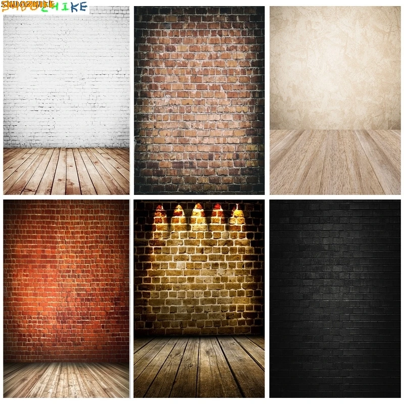 

Vinyl Custom Vintage Brick Wall Wooden Floor Photography Backdrops Photo Background Studio Prop YXZQ-02