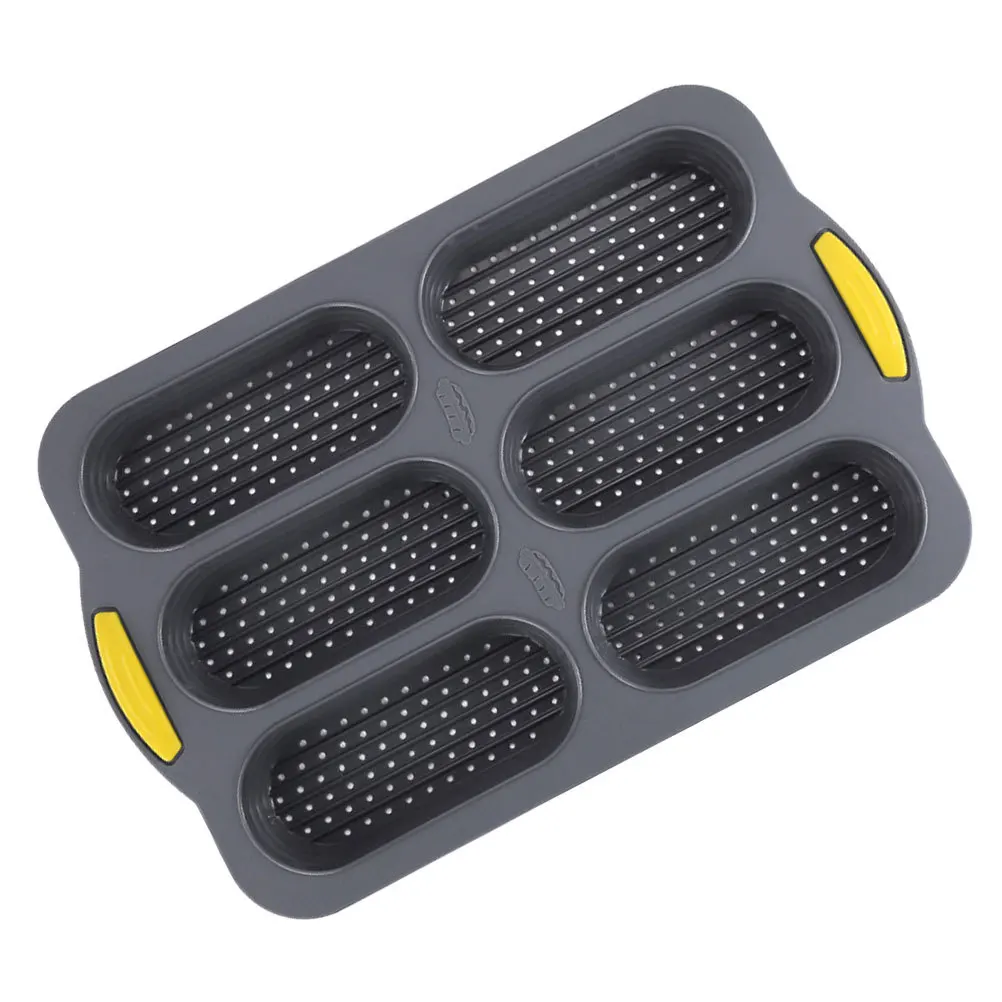 

Silicone Hot Dog Bun Mold 6-Cavity Bread Baking Pan Flexible Nonstick Bread Loaf Pan for DIY Baguette Baking Hot Dog Trays