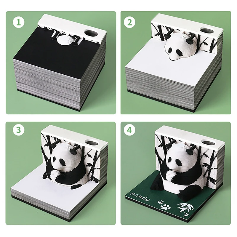 Imagem -03 - Panda Desk Calendar com Luzes Led Memo Pad Notas Faça Você Mesmo Notepad Arte Criativo 2025 3d