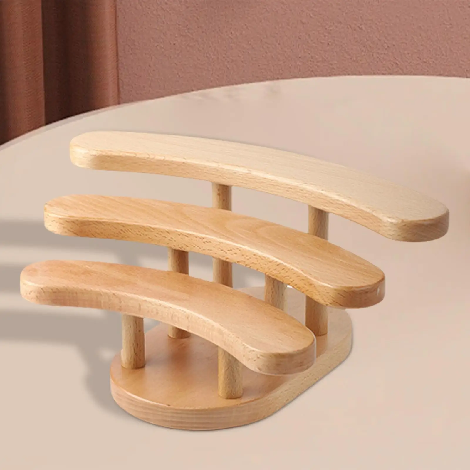 Wooden Display Riser Stand Cupcake Holder Stand Decorative 3 Tier Perfume Stand Display Shelf for Sculptures Toys Crafts