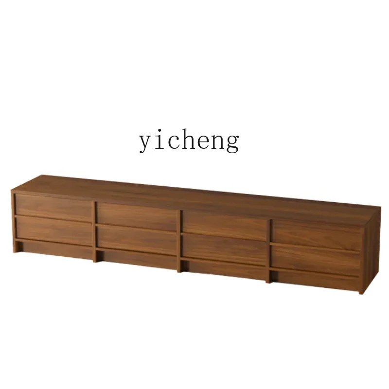 c9.24-TV Cabinet/Black Walnut Solid Wood Skeleton Line Side Cabinet Medieval Cherrywood