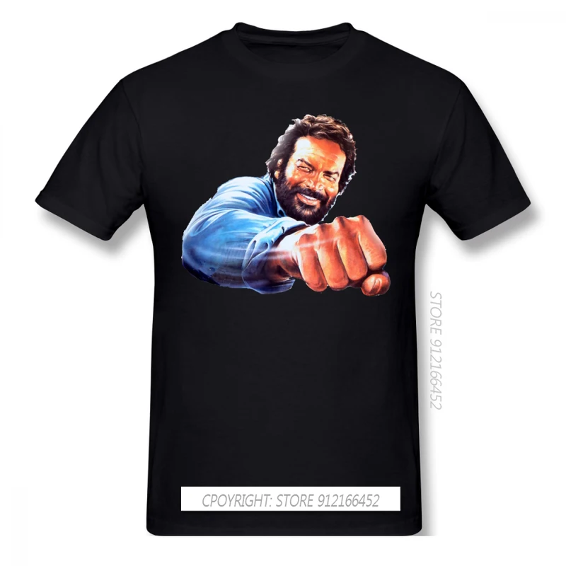 Bud Spencer T Shirt Print Bud Spencer T-Shirts Beach Cotton Tees Shirt Cute Print Male Short Sleeves Tshirt Streetwear