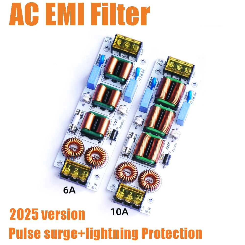 6A 10A AC EMI Filter 4-Stage EMC Audio Purifier 110V 220V Electromagnetic Interference Suppressor