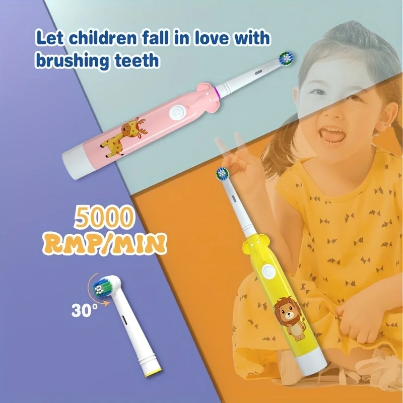 Rotation Electric Toothbrush Portable Waterproof Cartoon Tooth Brush Tartar Removal Teeth Whitening Cleaning Oral Care
