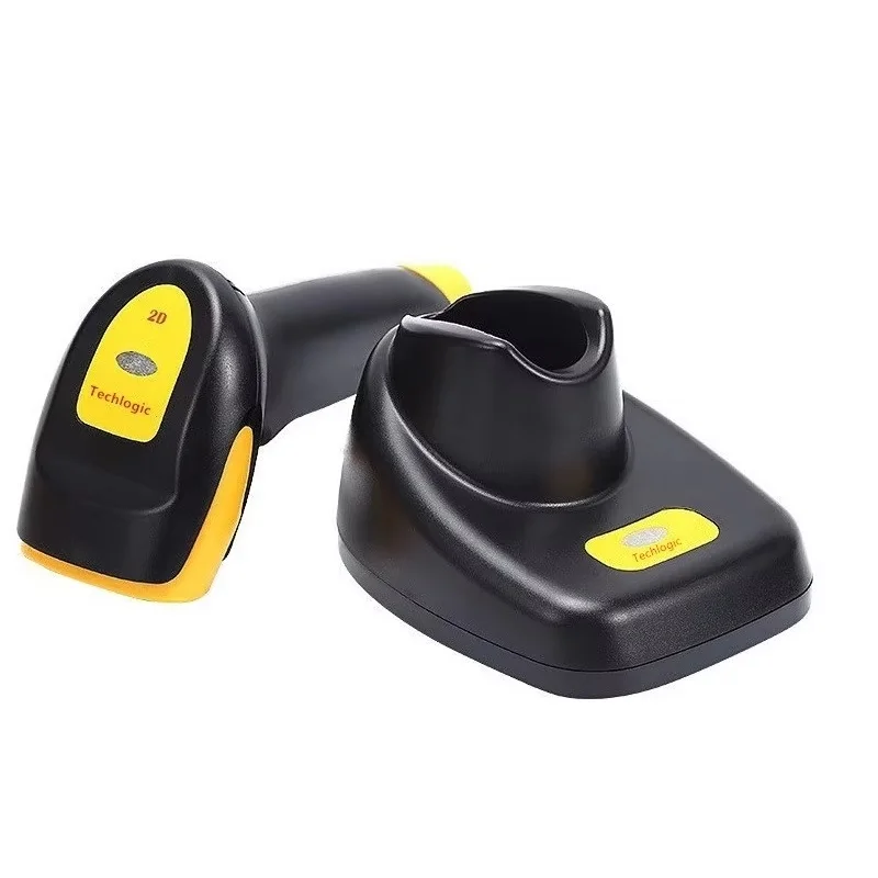 Techlogic 2D Wireless Barcode Scanner 2D QR Datametrix PDF417 Codes Reader Data Collecter with Charger Stand 2M Storage