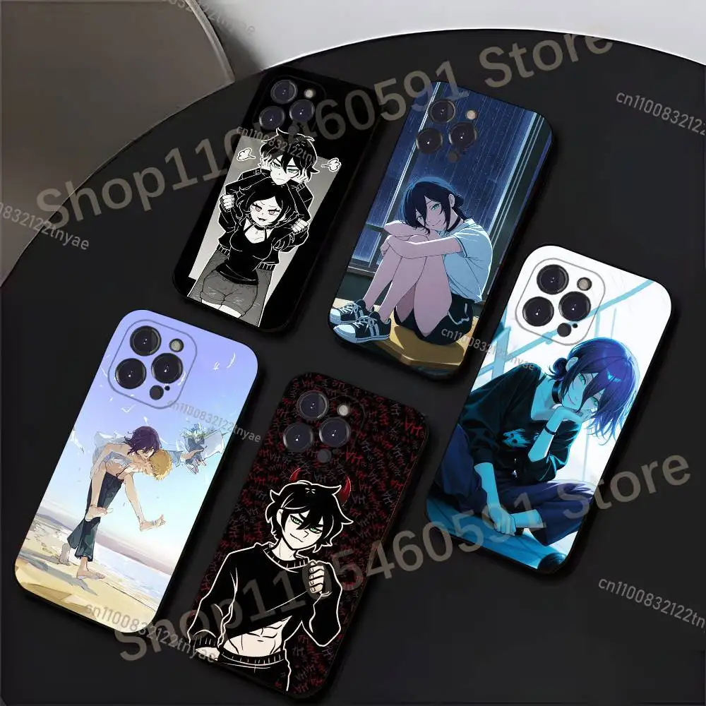 

C-Chain-saw Man Reze Phone Case For iPhone 17,16,15,14,13,12,11,Plus,Pro Max,Mini,Soft Silicone Black Cover