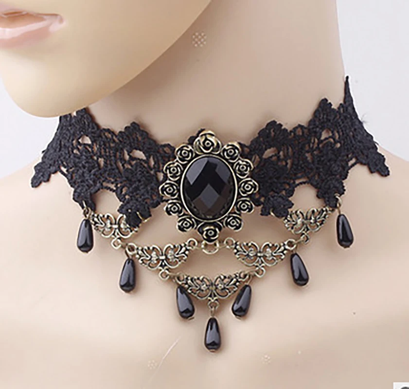 Halloween Elegant Sexy Women Girl Choker Retro Gothic Lace Necklace Victorian Steampunk Collar Jewelry Party Wedding Princess