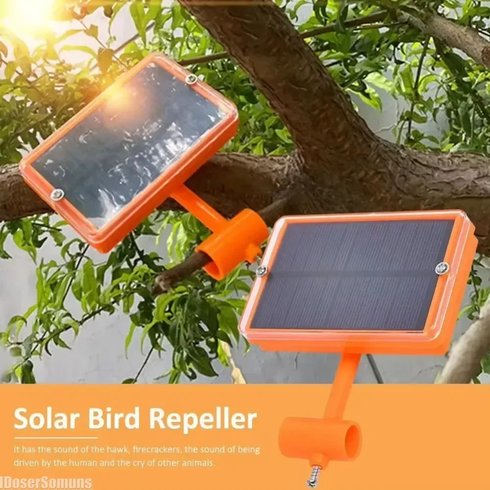 Ultrasonic Bird Repeller Solar Powered Animal Repeller Reflective Sound Garden Bird Repeller Device with Speech Box for Orchard