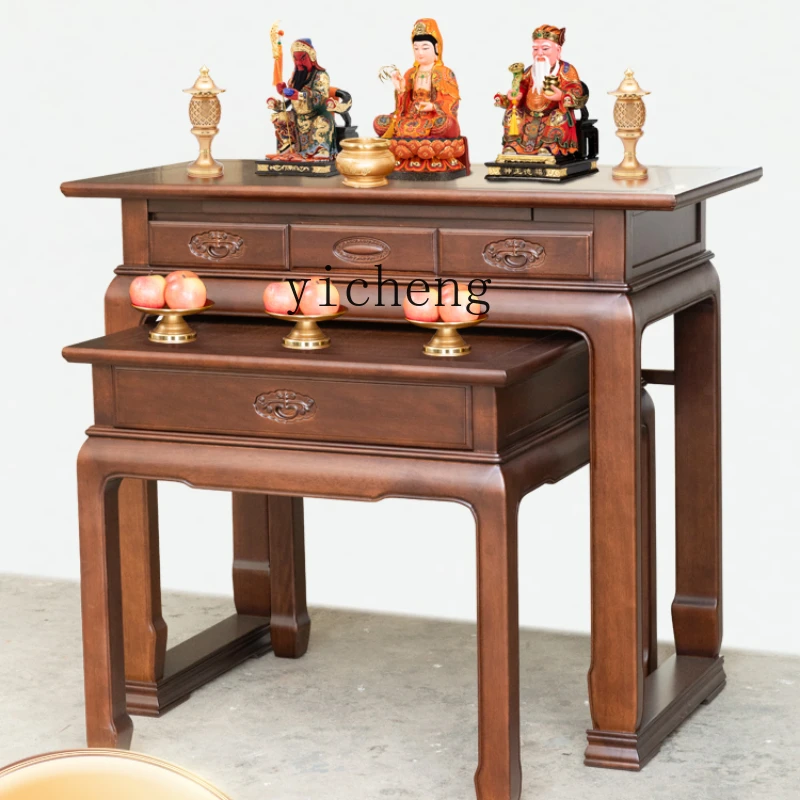 

Zf Household Solid Wood Altar Incense Burner Table Small Buddha Table New Chinese Style Guan Gong God of Wealth Entrance Cabinet