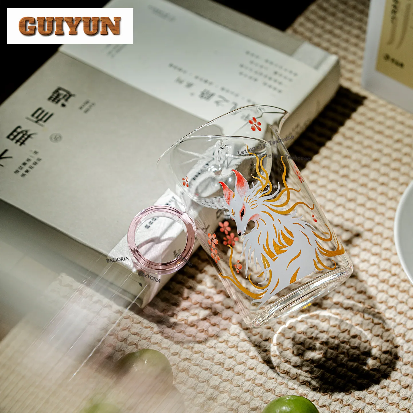 320ml Nine-tailed Fox Glass Teapot Elegant Tea Infuser Pot Tea Maker Kettle With Strainer Tea Ceremony Accessories Ornaments