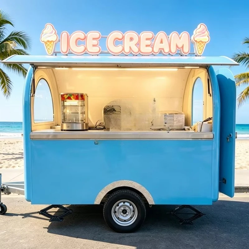 Customized Cheap Food Trailer Fully Equipped Ice Cream Food Truck Trailer Smoothie Donut Mobile Food Truck Cart