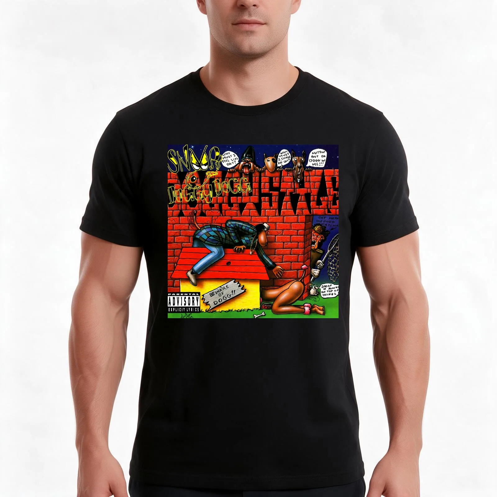 Snoopdogg Doggystyle T-Shirt, Summer Casual Cotton Tee, Oversized Streetwear Tops, Vintage Graphic Print, Loose Fit Short Sleeve