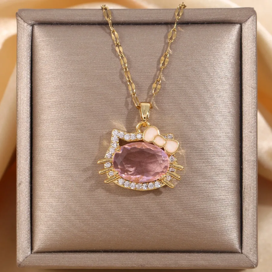 1 Piece Romantic Pink Transparent Princess Mao Pendant Necklace, Charming Pet Jewelry Accessories Valentine's Day Gift