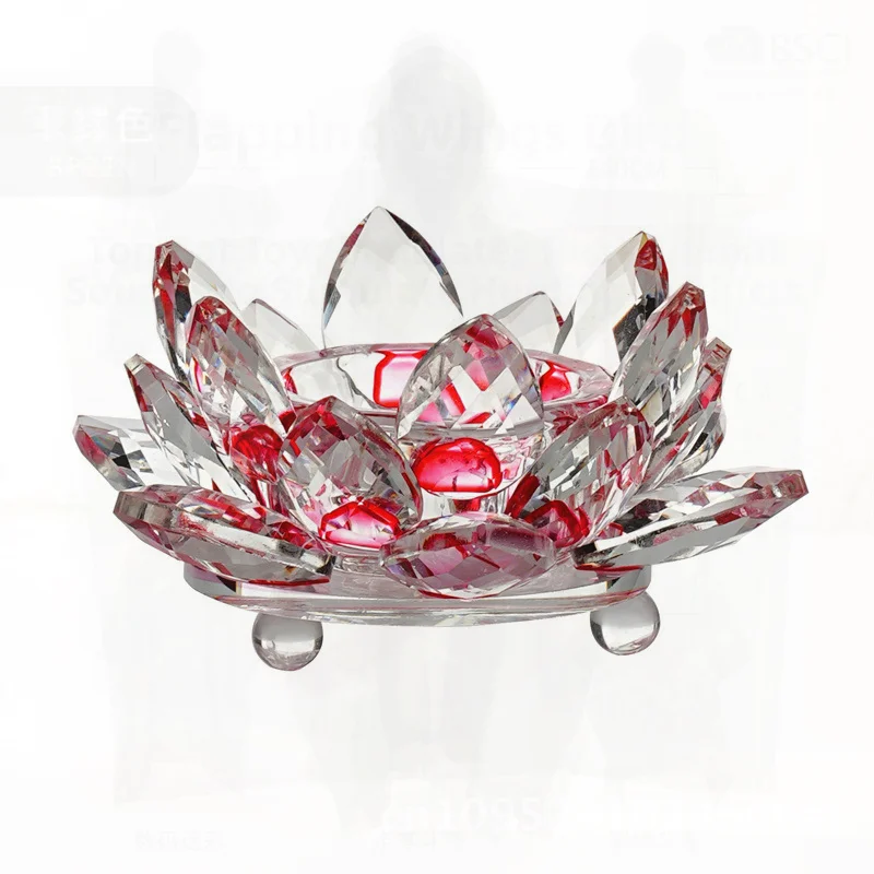 

Хрустальный подсвечник в виде лотоса, лампа ручной работы в даньте Будды, вечнозеленый светильник, основание лампы с маслом, многоцветный гальванический