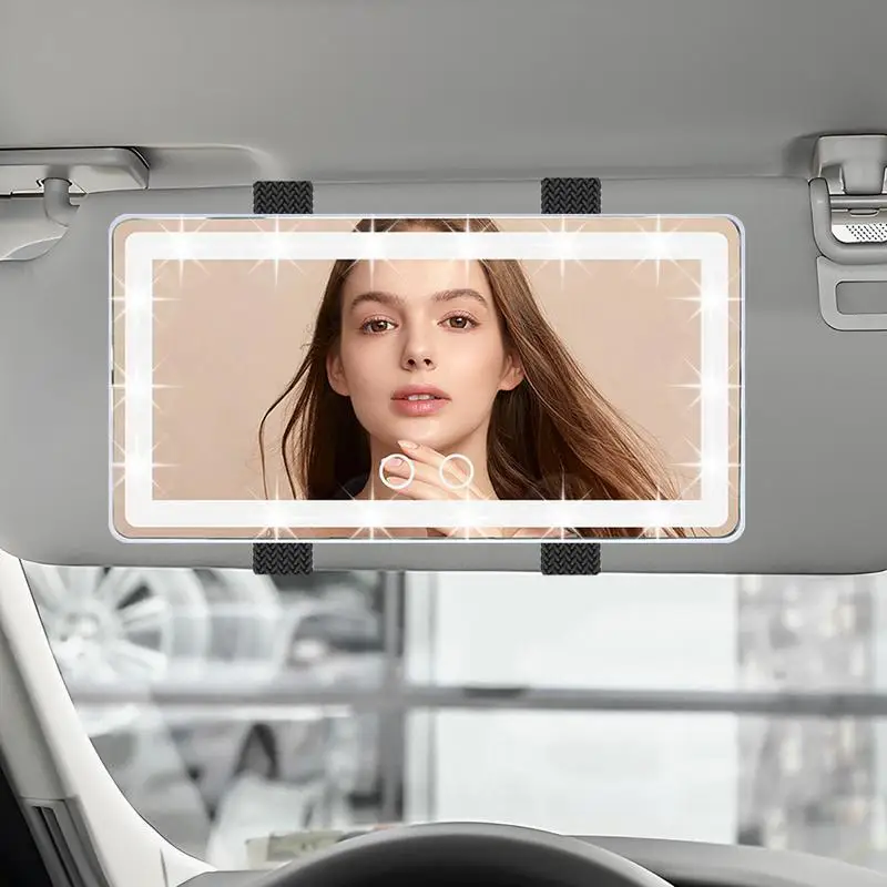 Car Led Light Makeup Mirror Sun Visor Led Light Mirror For Auto Dimmable 3-Speed Mode Multi-Functional Car Accessory For Sedan
