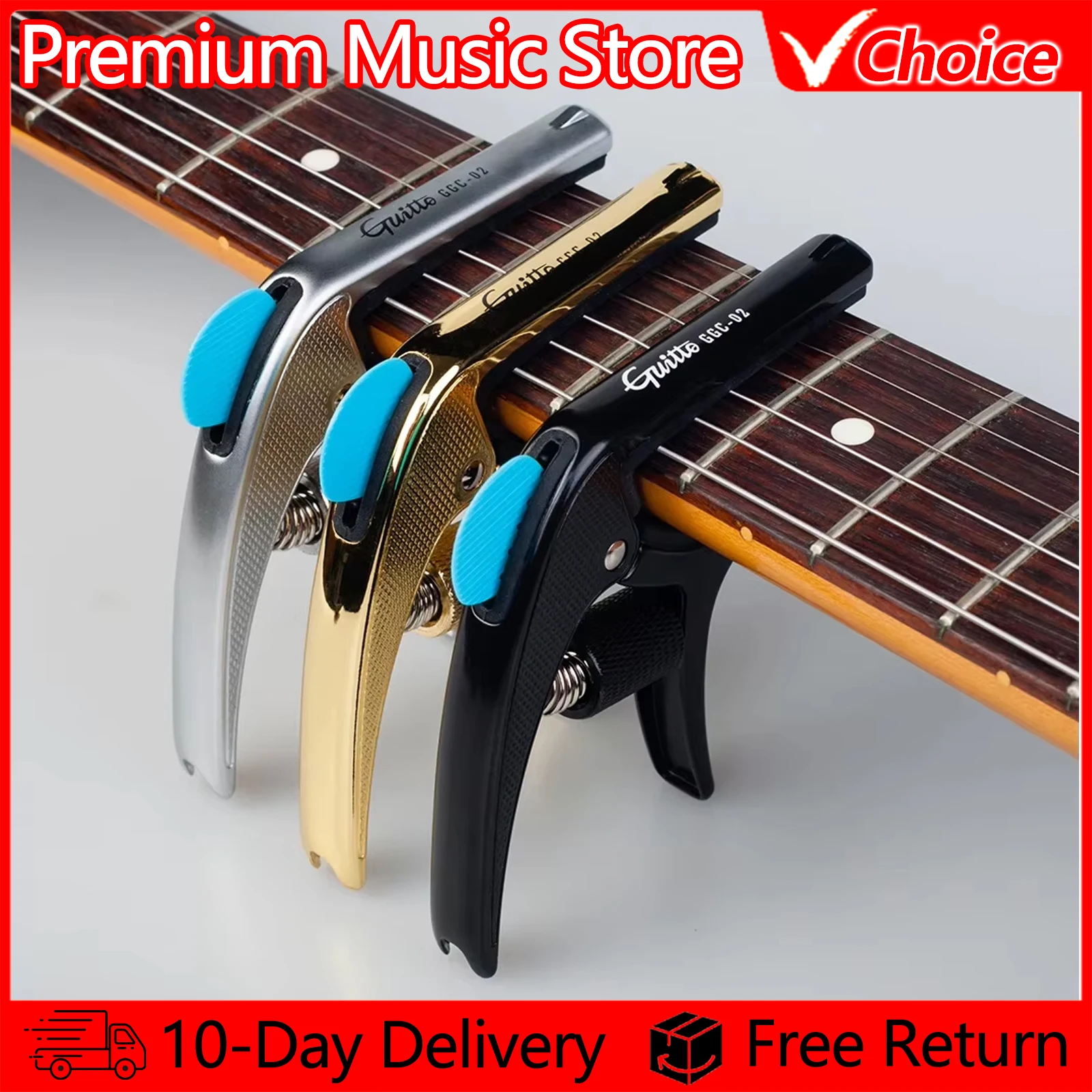 GUITTO Universal Guitar Capo GGC-02 multifunctional Zinc Alloy Tuning Clamp For Acoustic Classic Electric Guitar Part Accessorie