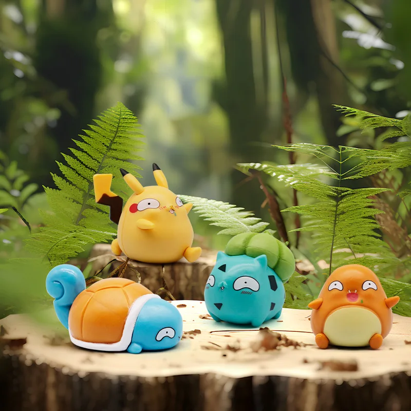 

6cm Pokemon Spoof Figure Fool Stupid Pikachu Squirtle Bulbasaur Cute Figure Car Decoration Collection Statue Model Children Toys