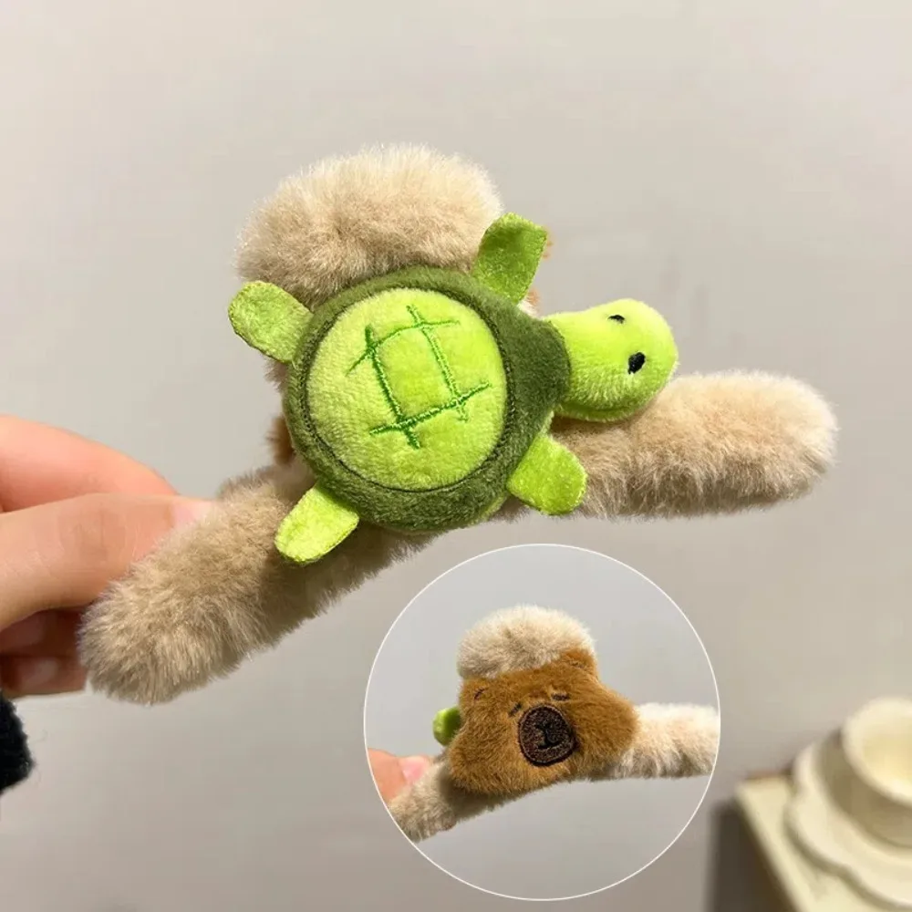 Hair Accessories Plush Capybara Shark Clip Turtle Elastic Capybara Hair Rope Soft Crooked Head Hair Loop School