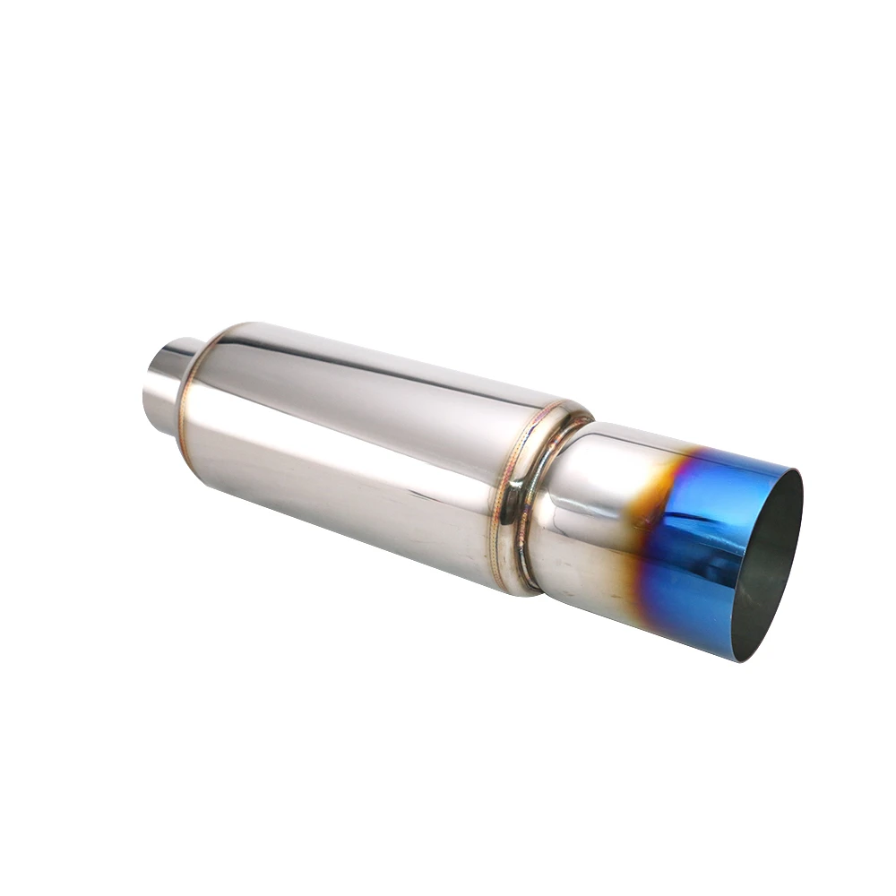 

Stainless Steel Car Exhaust Racing Muffler universal 3'' to 4.5'' Exhaust Muffler Pipe blue