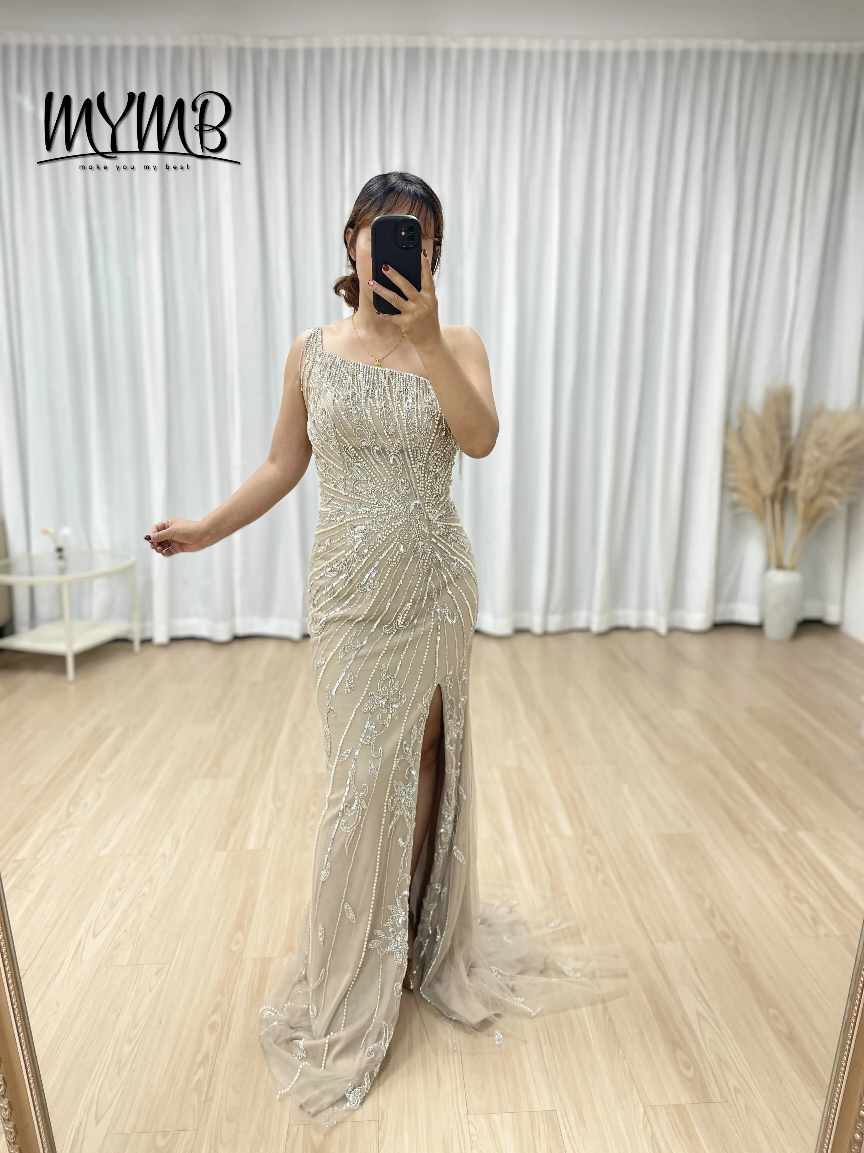 

MYMB Hot Sale Luxury Exquisite Dazzling Embroidery Sequin Beaded Tassel Sexy High Slit Evening Gown Suitable for Banquet MB40330