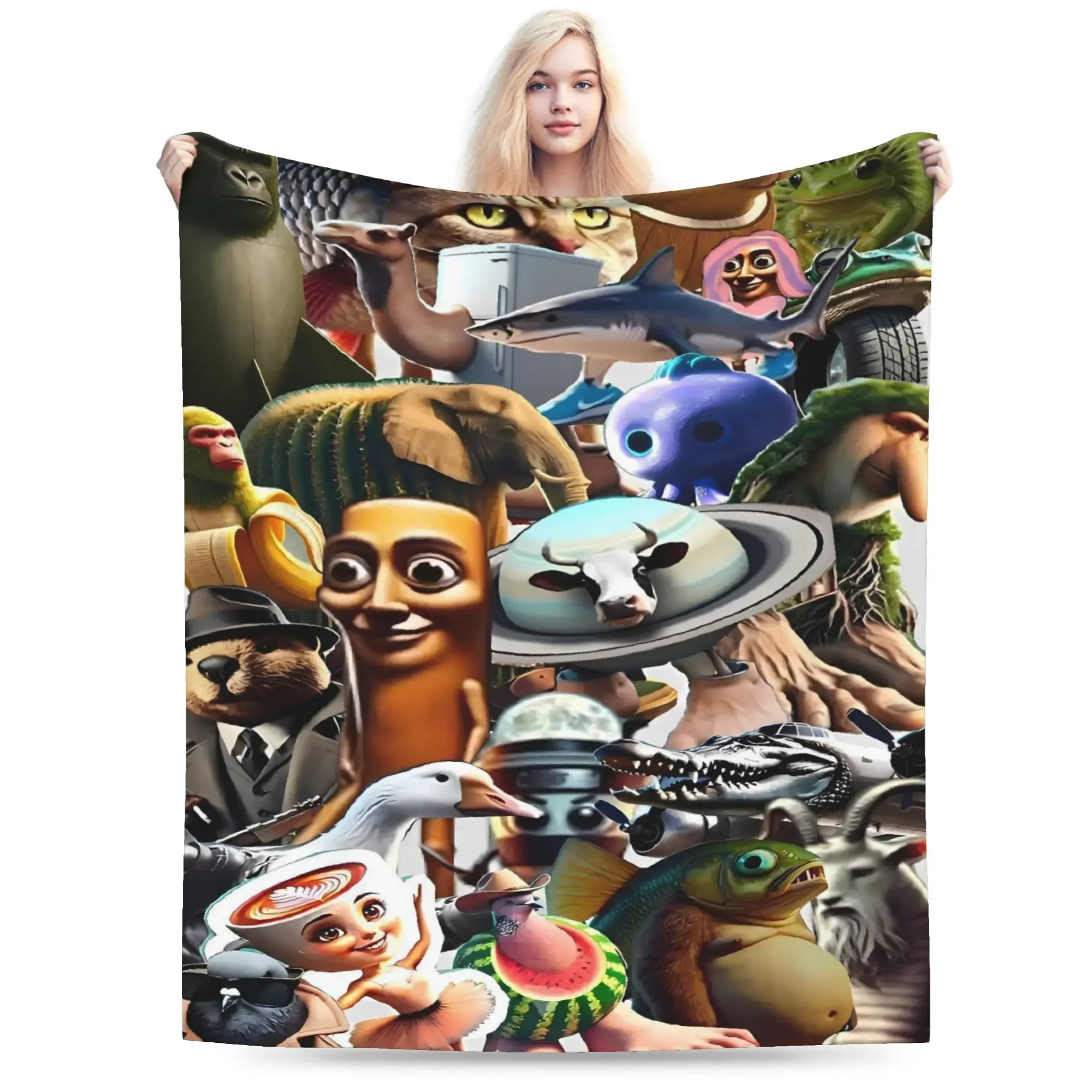 

Italian Animals Fun Print Throw Blanket for Couch Bed Warm Custom DIY Quality Bedspread Gift