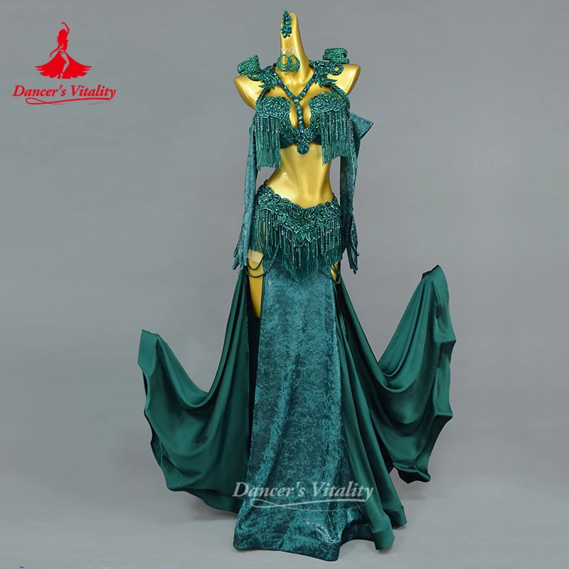 

BellyDance Blackish Green Elegance Outfit Luxury Customized Adult&Teenagers Competition Oriental Dance Wear Dancer's Vitality