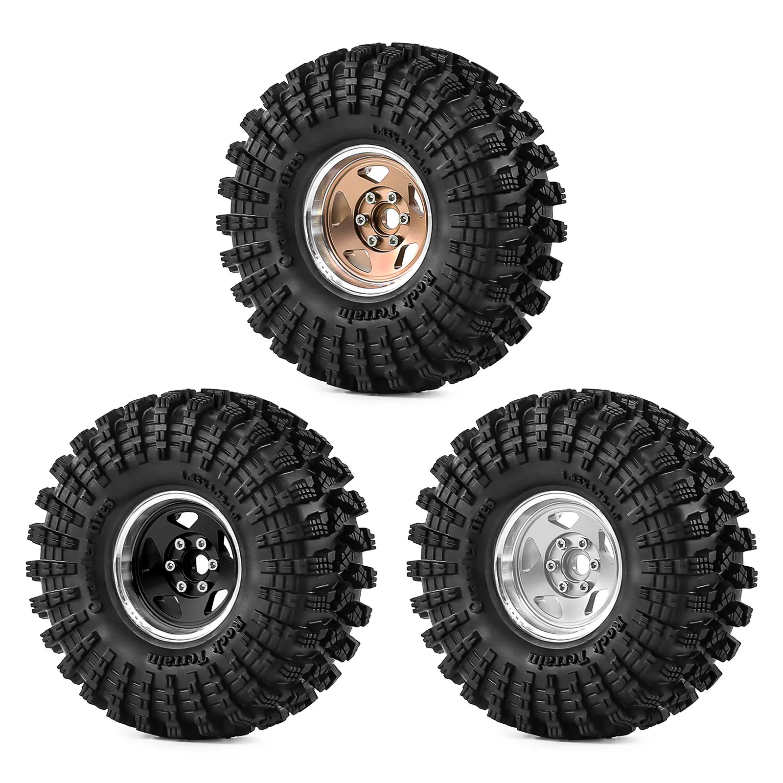 

1.9 inch Metal Beadlock Wheel & Rubber Tire Set for 1/10 Axial SCX10 II III TRX4/6 D90 Gen7 8 MST VS4-10 RC Crawler Upgrade Part