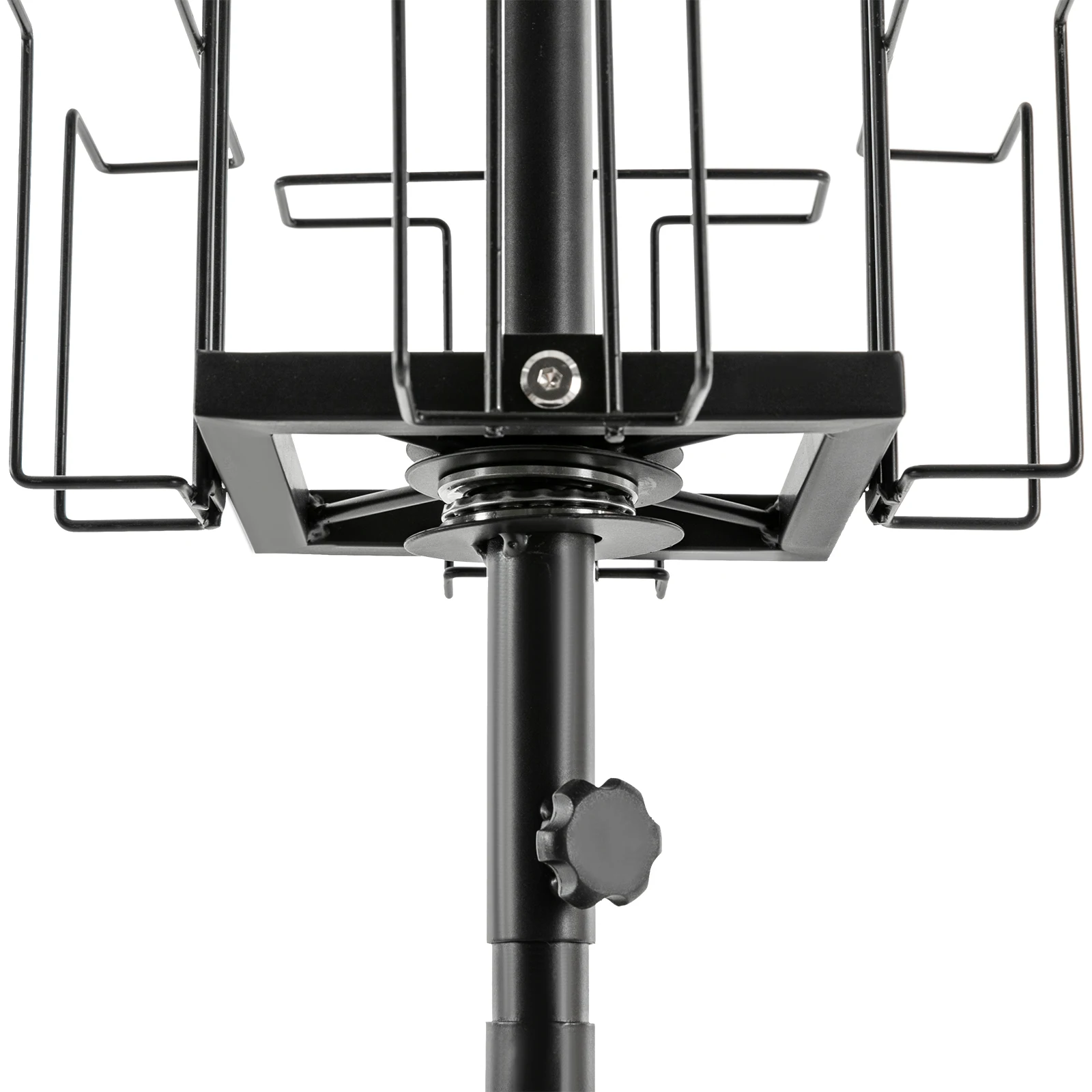 Porta biglietti d'auguri a sei piani in ferro nero da 1,73 metri di altezza Espositore per carte rotante a 24 bit con ruota del freno