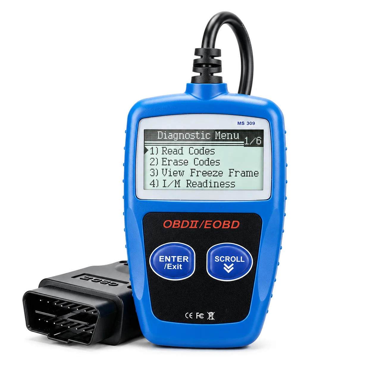 Ms309 Car Obd2 Scanner, Obdii Eobd Engine Fault Code Reader with Trouble Code Clear, Freeze Frame Data, I/M Readiness and Vehicle Data