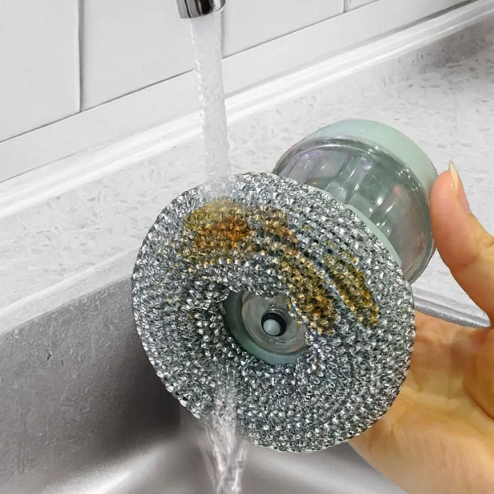 Plastic Soap Dispensing Dish Brush Soft Foam Fast Cleaning Kitchen Pot Brush Press Soap Dispenser Cleaning Brush