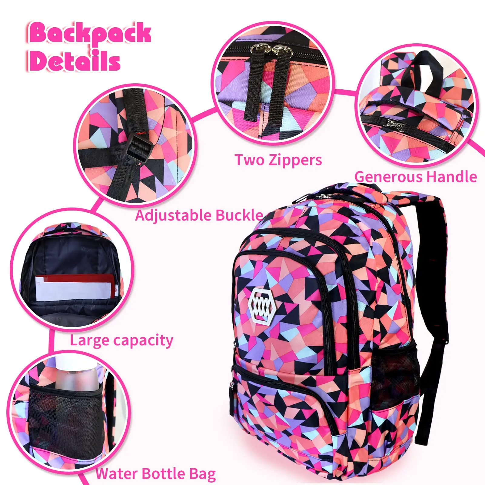 Mochila infantil con estampado geométrico para niños y niñas, mochilas de escuela media, mochilas de escuela primaria, viajes, Camping, mochila informal