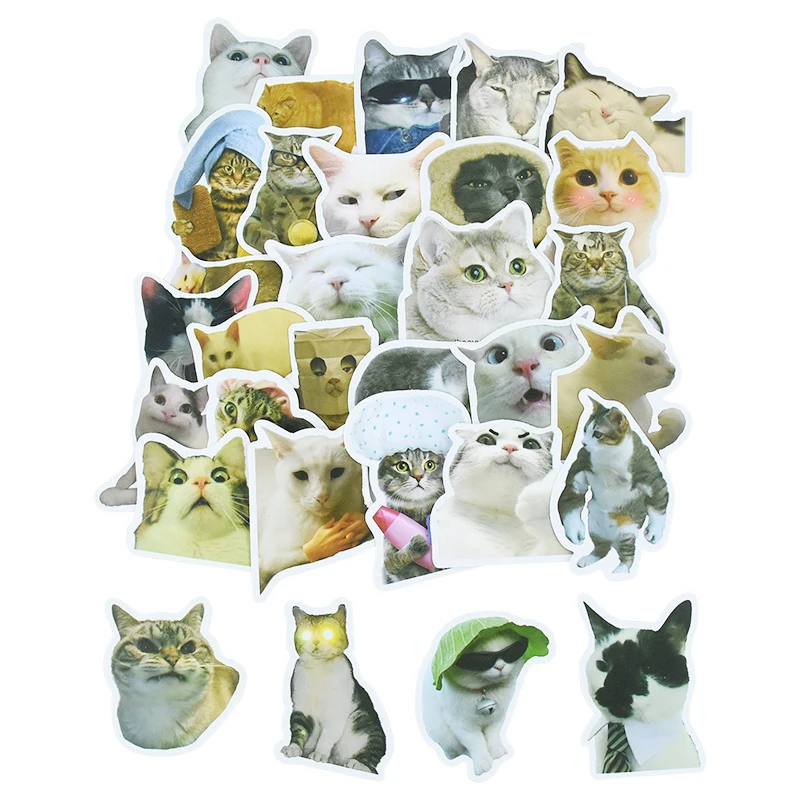 50PCS Cartoon Cat Stickers Graffiti Waterproof PVC Decals DIY Water Bottle Laptop Skateboard Scrapbook Fridge Luggage Kids Toys