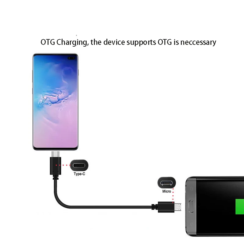 Тип C к Micro USB Кабель для зарядного устройства для передачи данных Телефон Android Планшет с Bluetooth-наушниками OTG Зарядный провод Адаптер Шнур питания