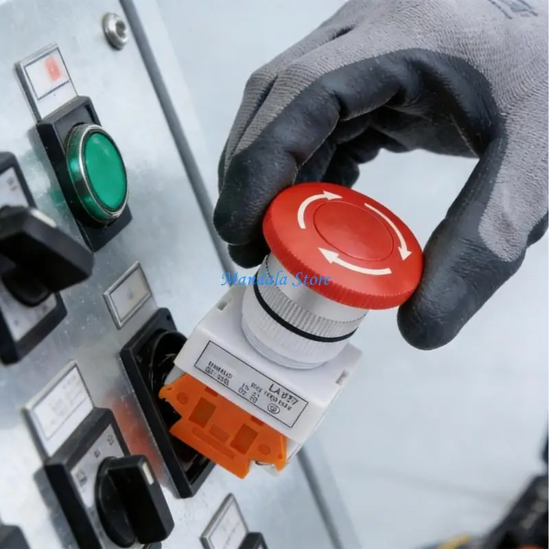 

U2JC AC660V 10A 1NO 1NC DPST Emergency Stop Push Button Switches With Red Mushroom Cap for Equipment Lift Elevator Lock