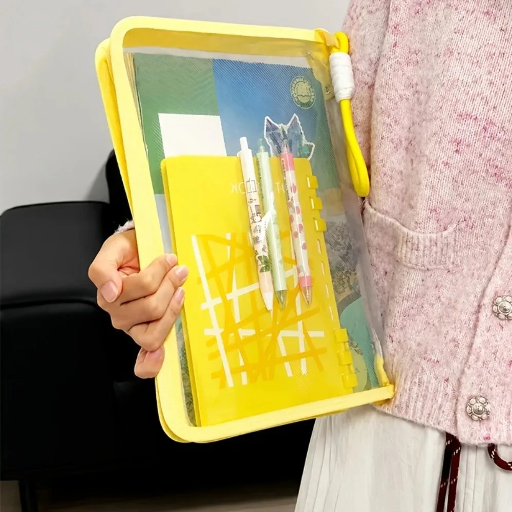 A4 File Bag Large-capacity Textbook Transparent Storage Zipper Student Hand-held Thickened Waterproof Storage Bag for Textbooks image 5
