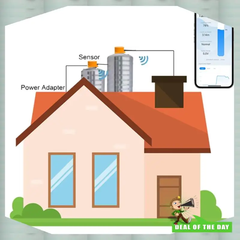24시간 배송 ME201W 투야 스마트 초음파 물탱크 레벨 센서 모니터 실시간 알림 (IOS 앱 제어 지원)