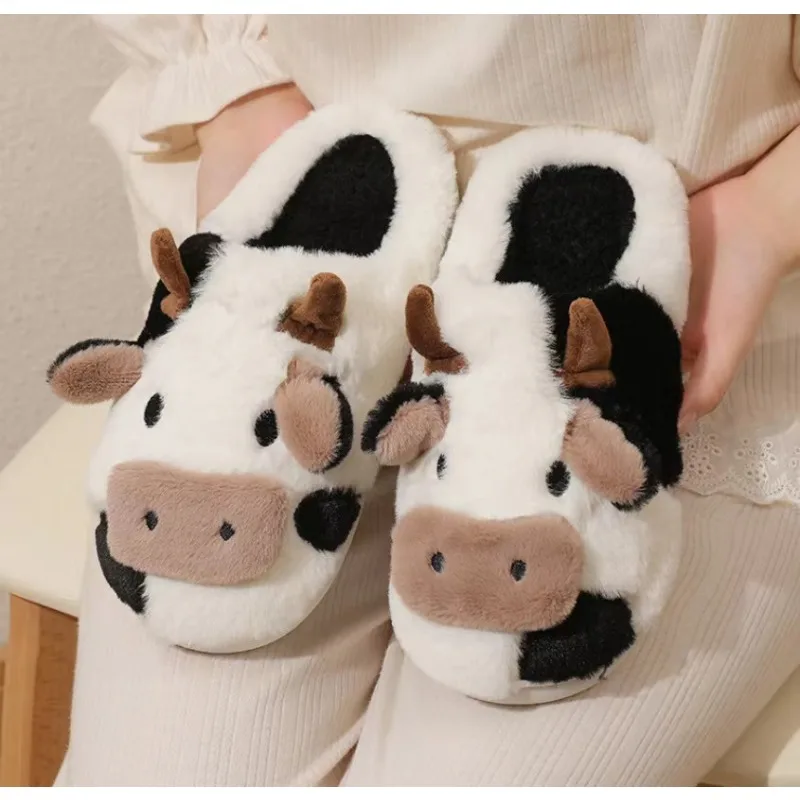 

Women's Fluffy Slippers Winter Warm Plush Lined - Non-Slip Platform Indoor Shoes - Cozy Cotton Home Slippers Unisex