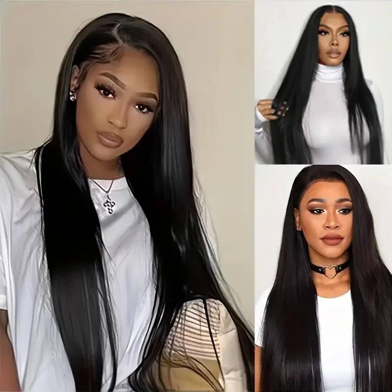 1b 13 × 6 Lace Front Pruiken Menselijk Haar Steil Natuurlijke Kleur Kant Frontale Pruiken 200 Dichtheid Transparant Menselijk Haar Pruiken